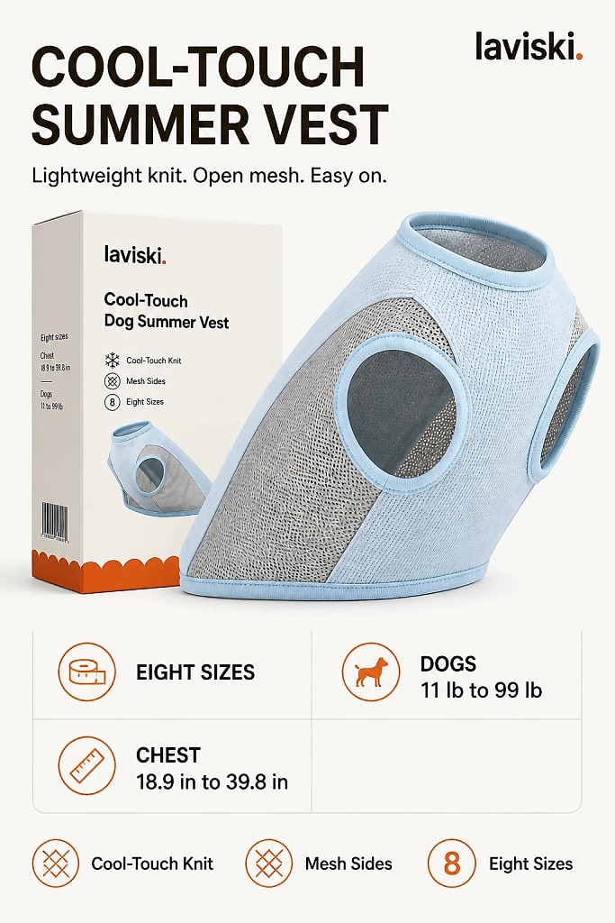 Frescia Cool Touch Dog Summer Vest, materials and construction detail