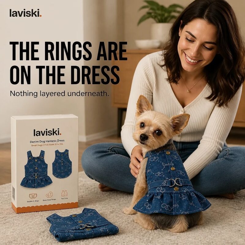 Indiga Denim Dog Harness Dress, trust / durability