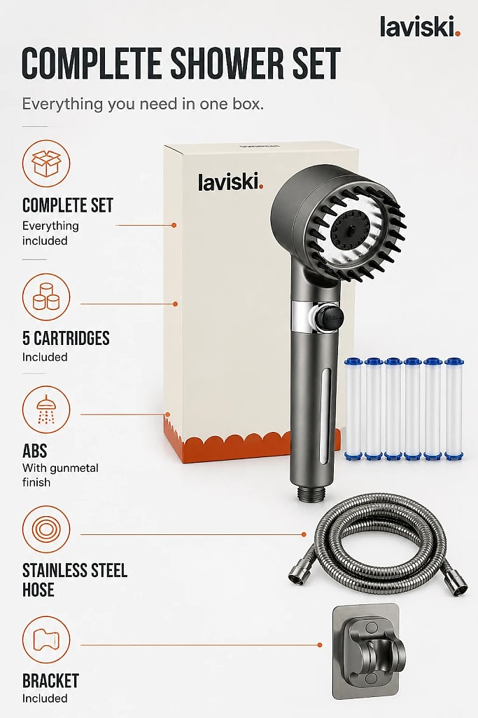 Ionara Complete Shower Set with Hose, materials and construction detail