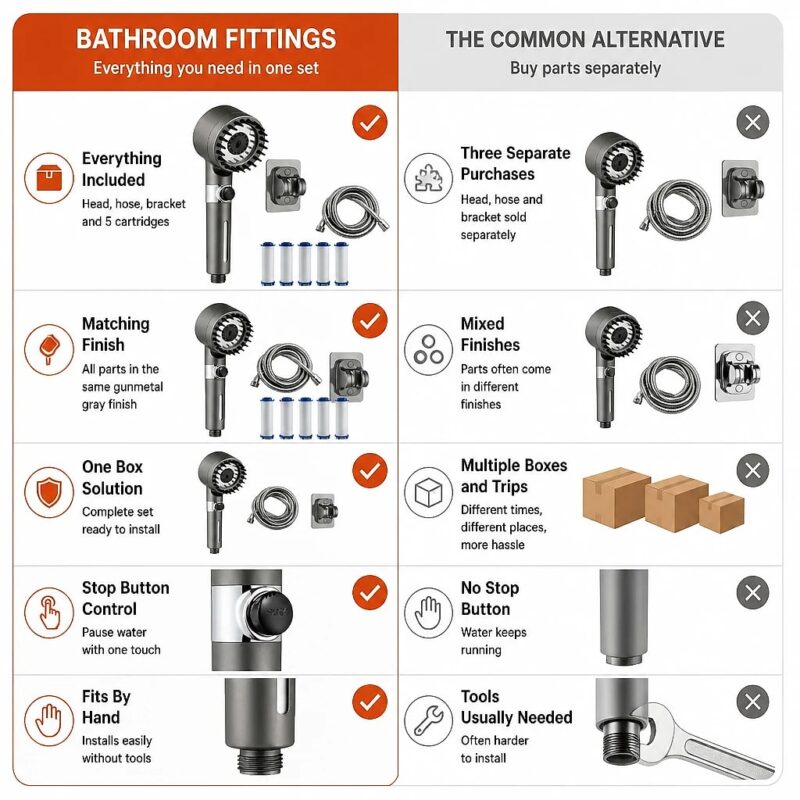 Ionara Complete Shower Set with Hose, comparison