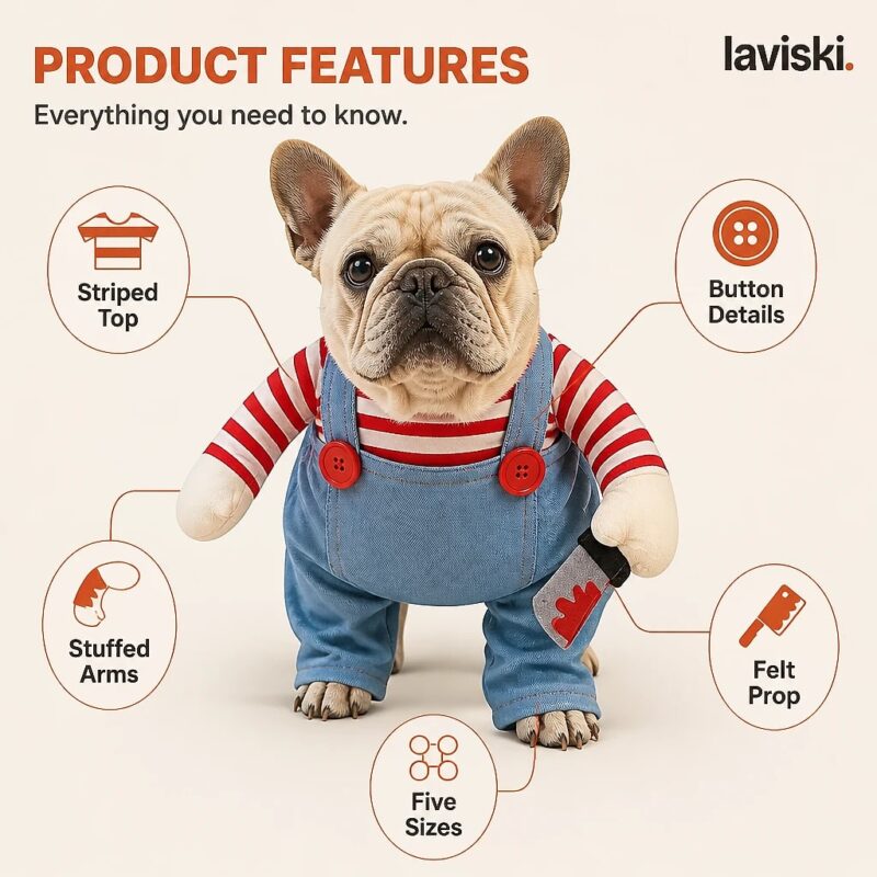 Jokera Striped Doll Pet Costume, feature showcase