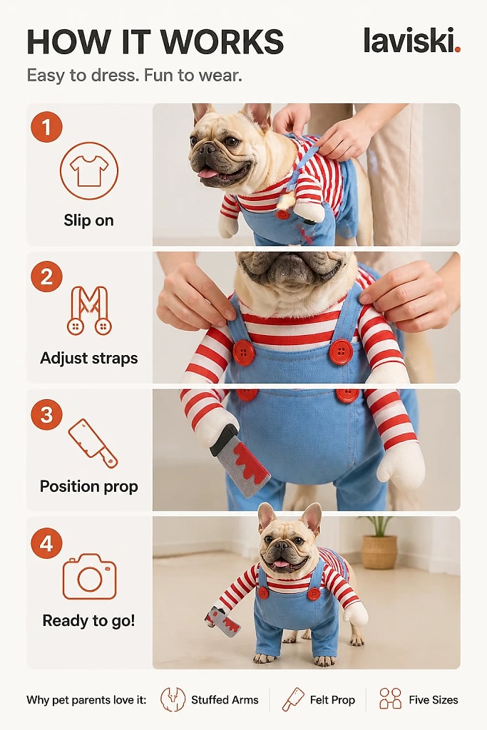 Jokera Striped Doll Pet Costume, how to unpack and set it up