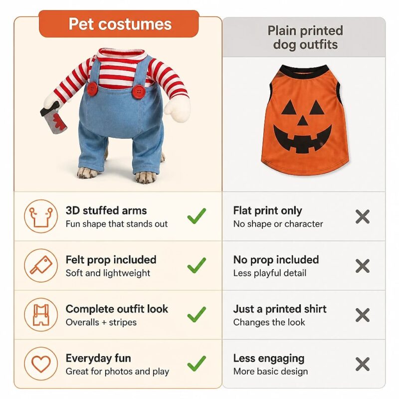 Jokera Striped Doll Pet Costume, comparison