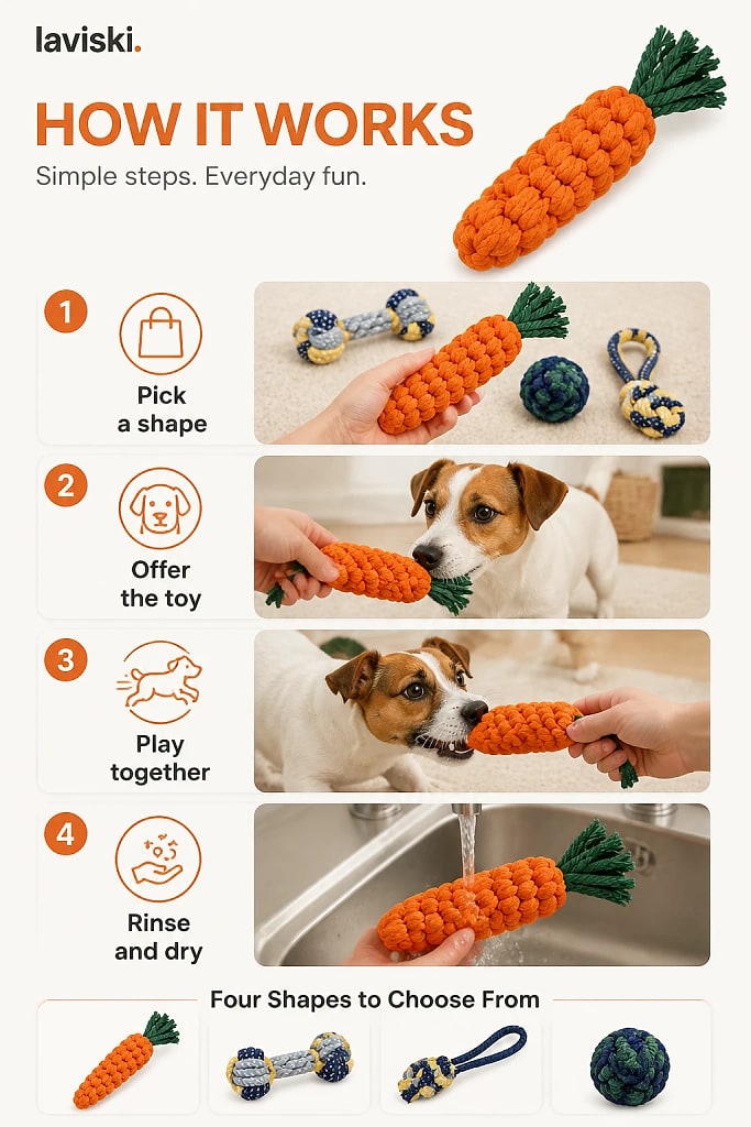 Kordia Cotton Rope Dog Chew Toy, how to unpack and set it up