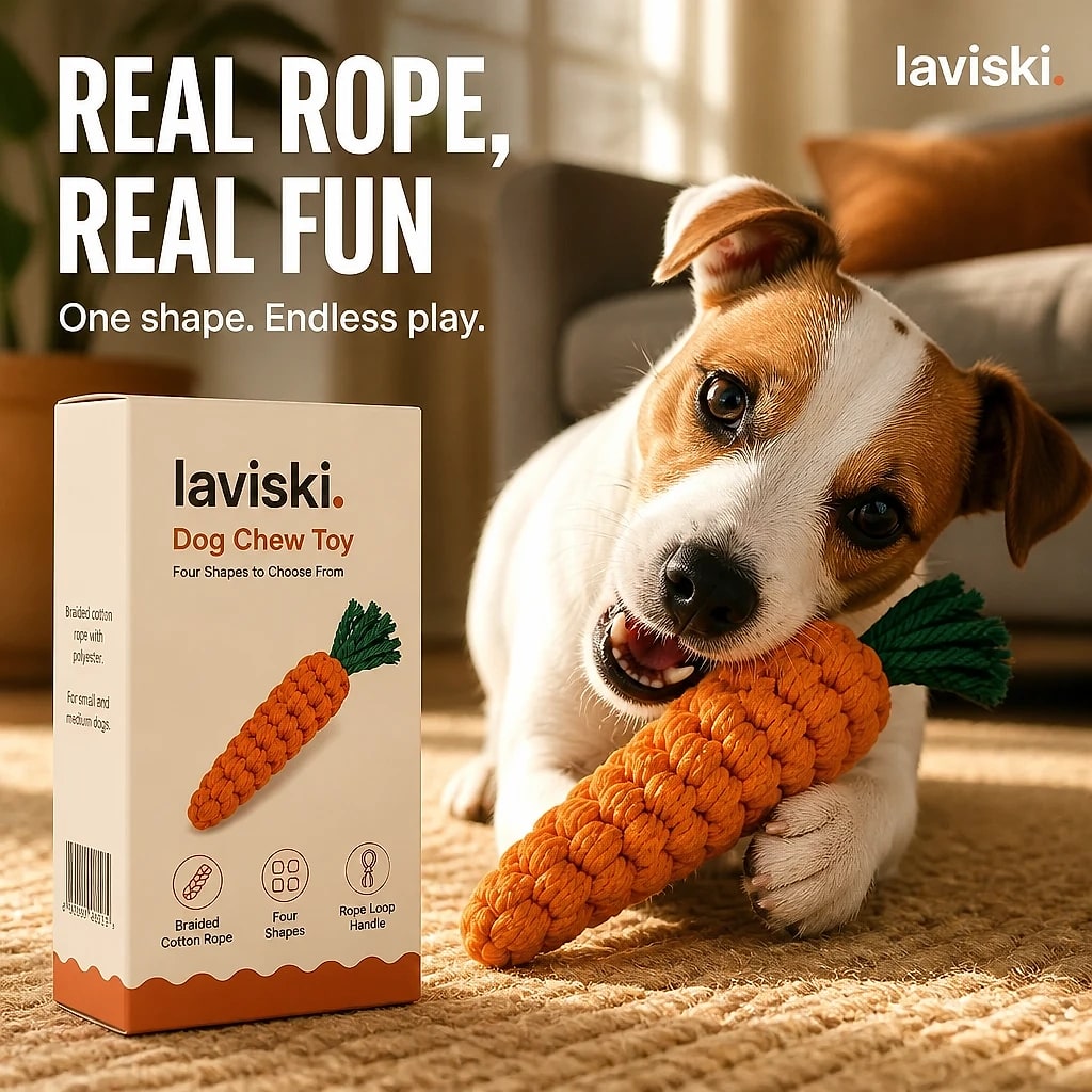 Kordia Cotton Rope Dog Chew Toy, shown in a home setting