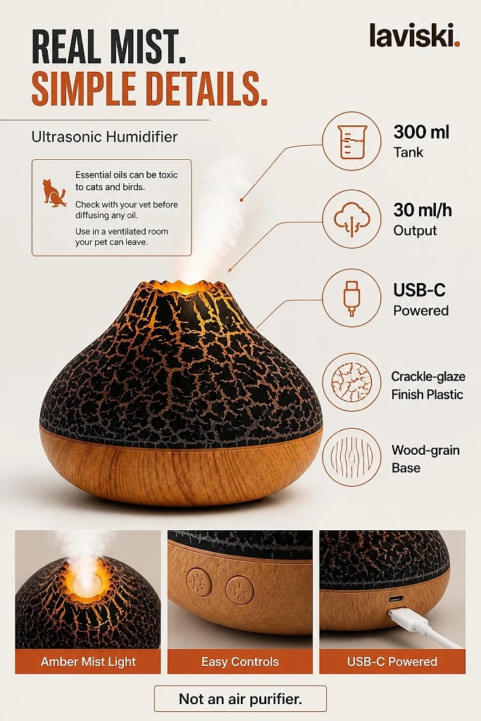 Kratera Volcano Air Humidifier, materials and construction detail
