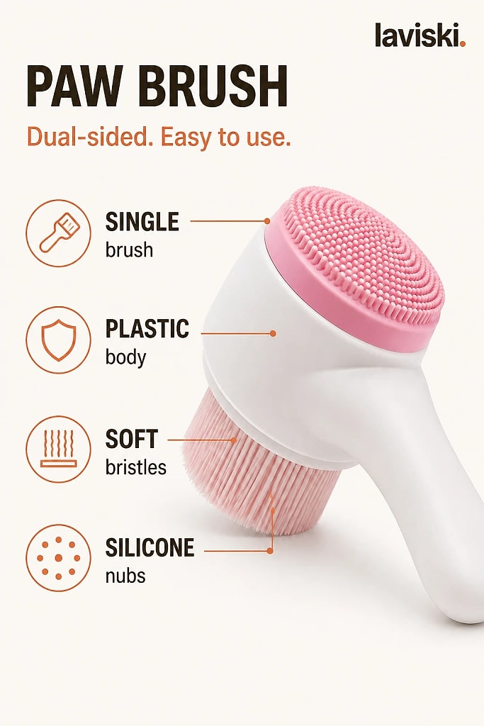 Lavana Dual Sided Paw Cleaning Brush, materials and construction detail