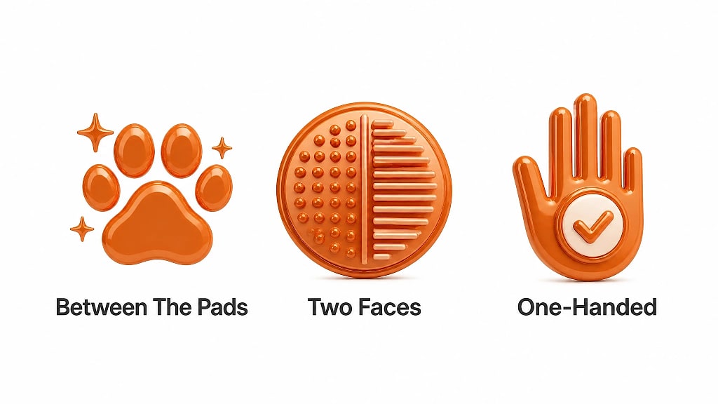 Lavana Dual Sided Paw Cleaning Brush, key features at a glance