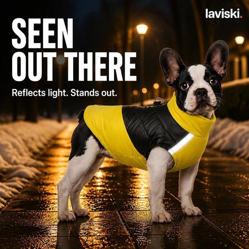 Lumira Reflective Waterproof Dog Coat, closing hero