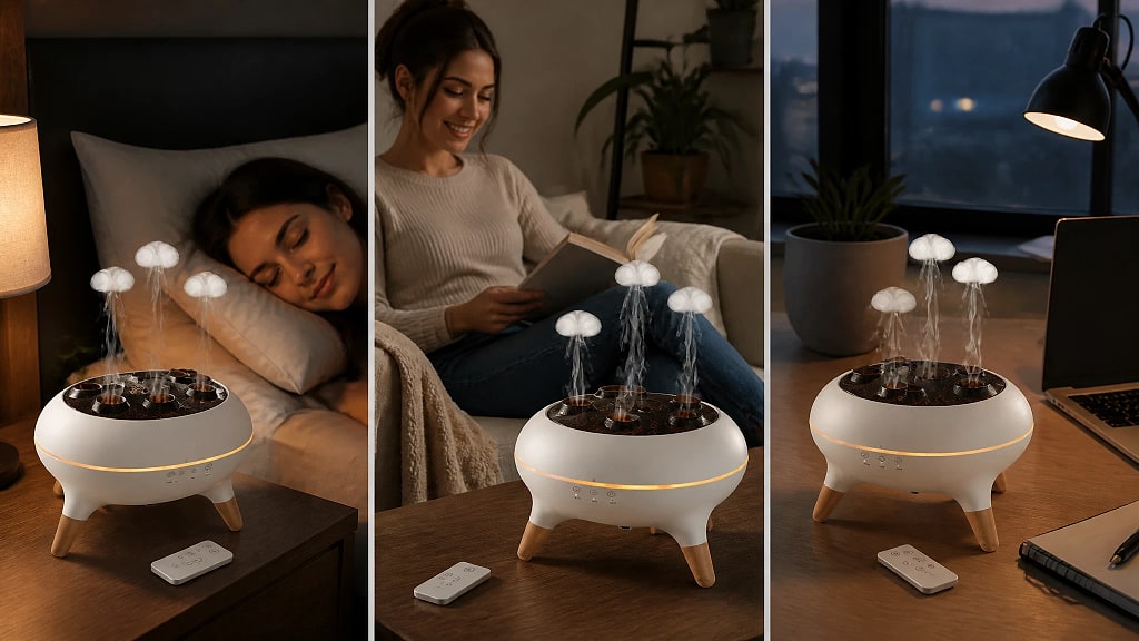 Medusa Jellyfish Aroma Diffuser, shown in use at home