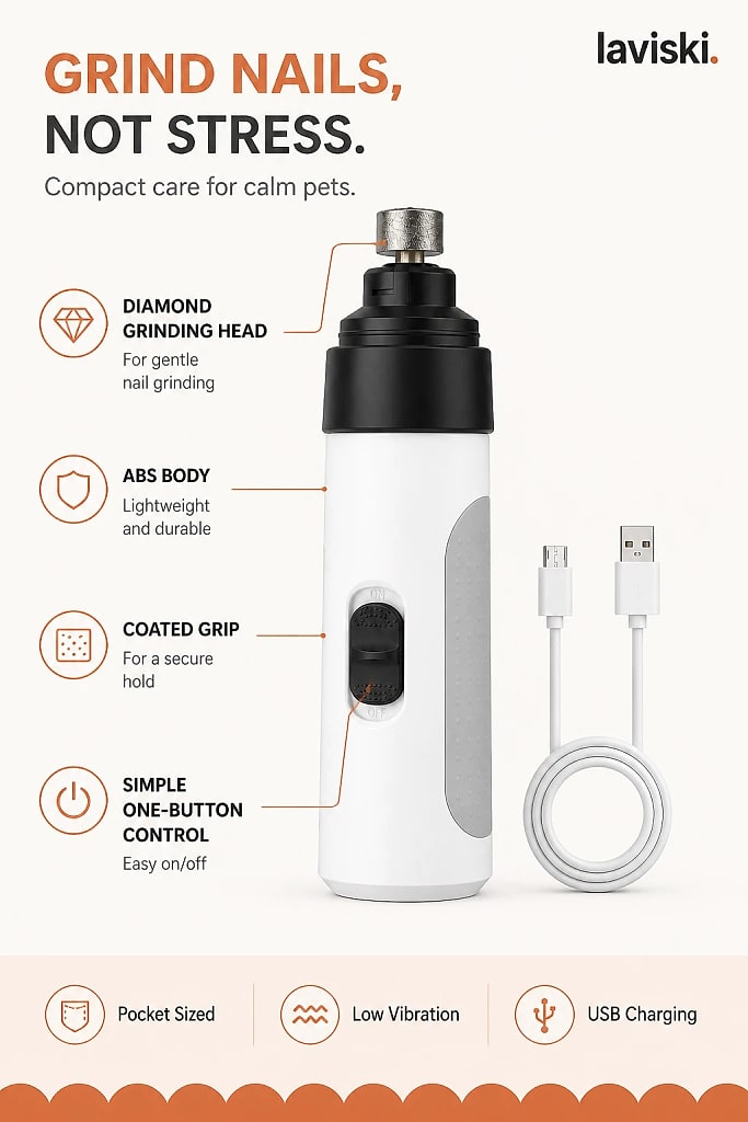 Minora Pocket Pet Nail Grinder, materials and construction detail