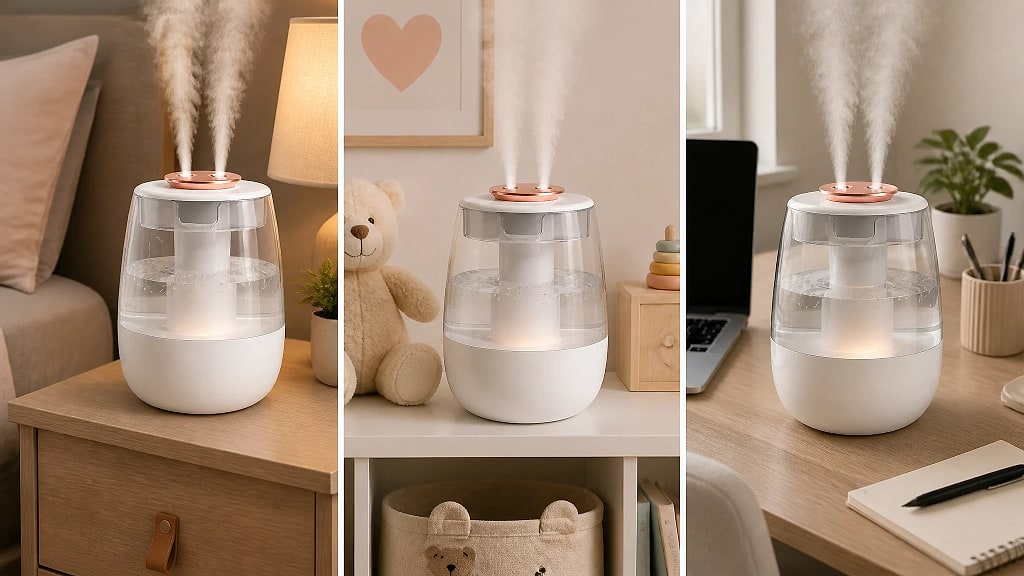 Mistara Ultrasonic Room Humidifier, shown in use at home