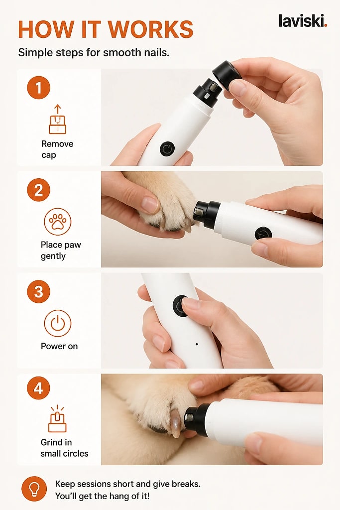 Molara Electric Pet Nail Grinder, how to unpack and set it up