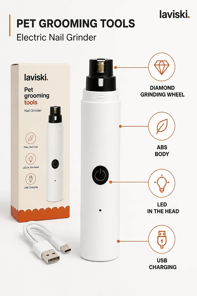 Molara Electric Pet Nail Grinder, materials and construction detail