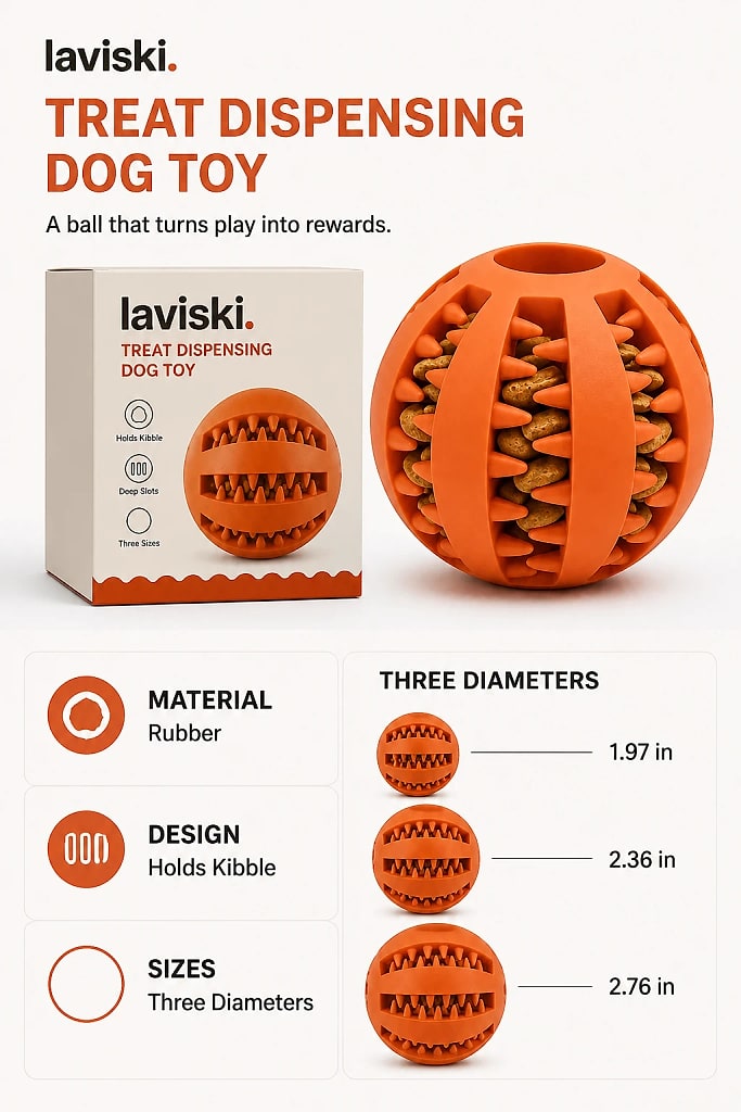 Nibbla Treat Dispensing Rubber Ball, materials and construction detail