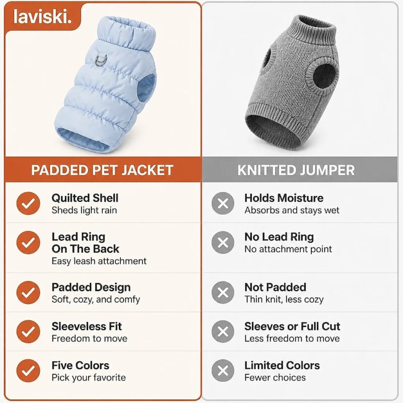 Nimbra Quilted Puffer Pet Jacket, comparison