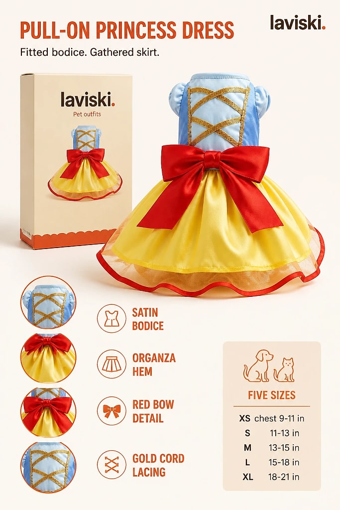 Nivea Storybook Princess Dog Dress, materials and construction detail