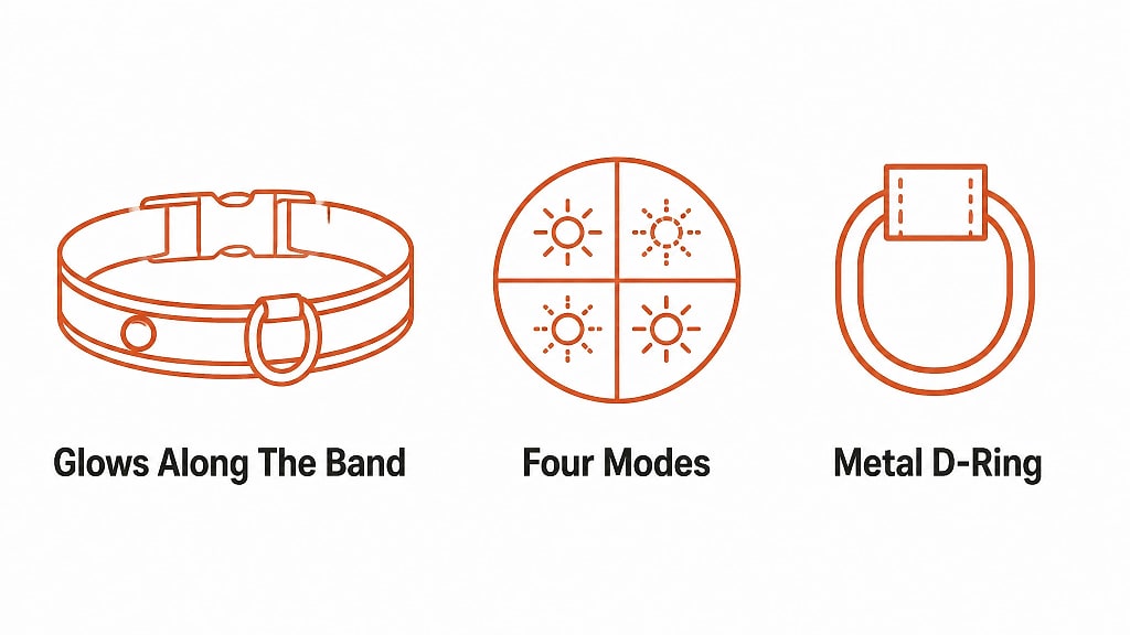 Noctra Light Up Dog Collar, key features at a glance