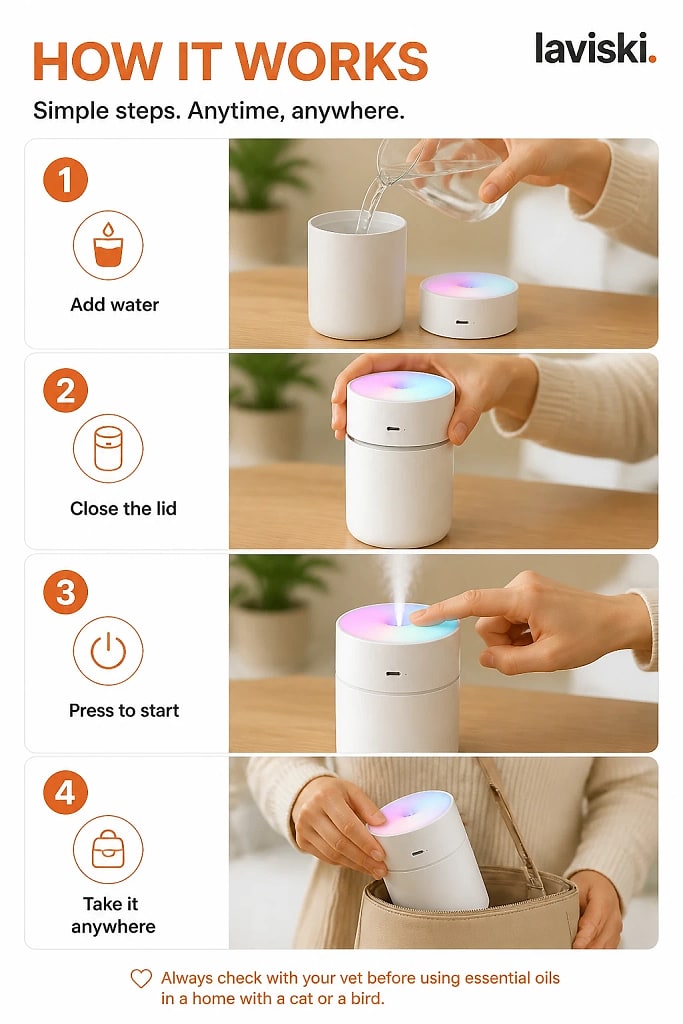 Nomada Cordless Mini Humidifier, how to unpack and set it up