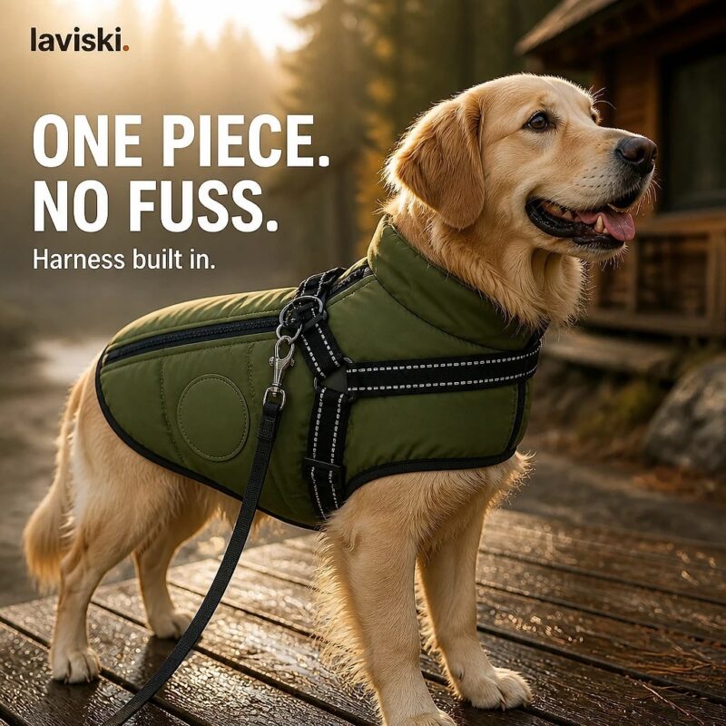 Nordra Padded Dog Jacket with Harness, closing hero
