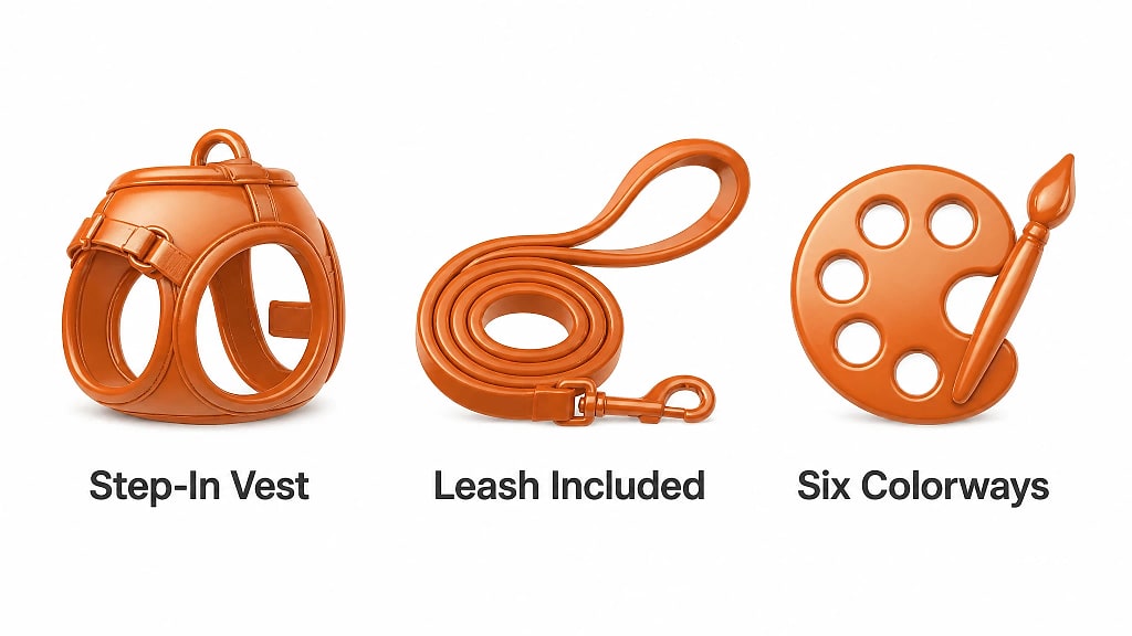 Palora Step In Cat Harness and Leash Set, key features at a glance