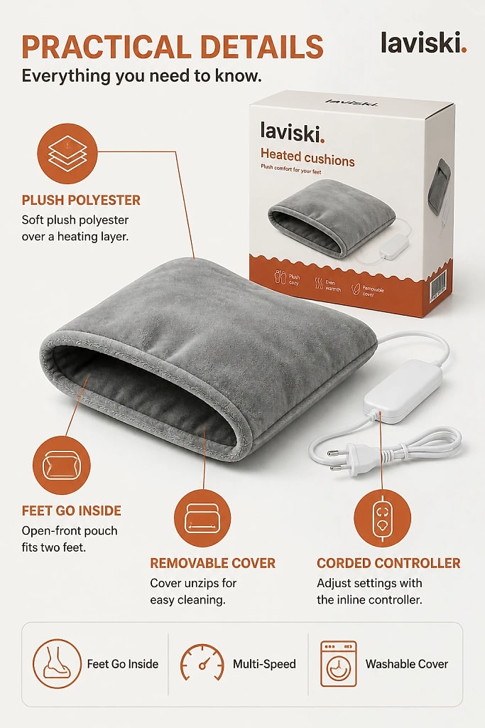 Pedira Heated Foot Warmer, materials and construction detail