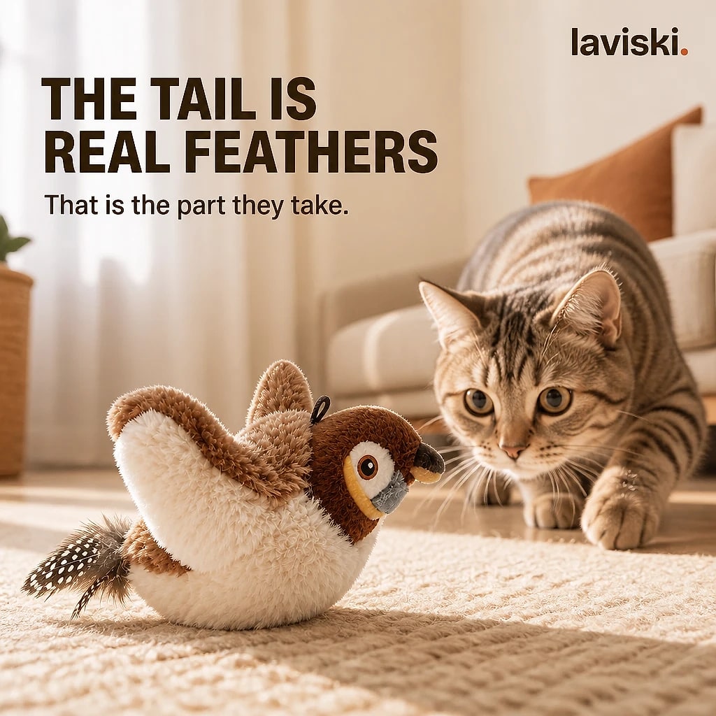 Pipia Flapping Bird Cat Toy, shown in a home setting