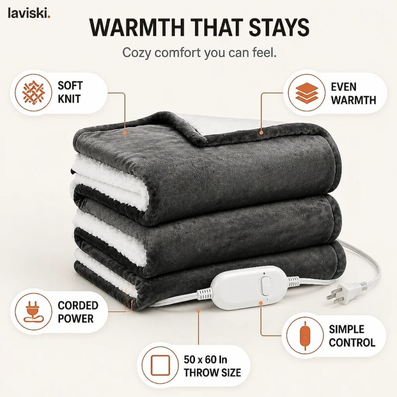 Plaida Heated Sofa Throw, feature showcase