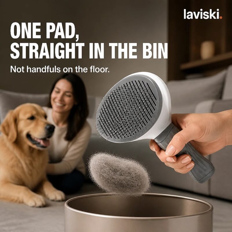 Plumia Self-Cleaning Slicker Brush, closing hero