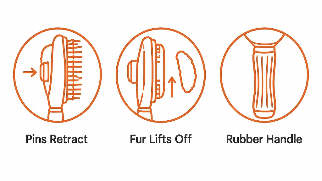 Plumia Self Cleaning Slicker Brush, key features at a glance