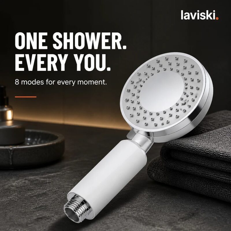 Pluvia Eight-Mode Handheld Shower Head, closing hero