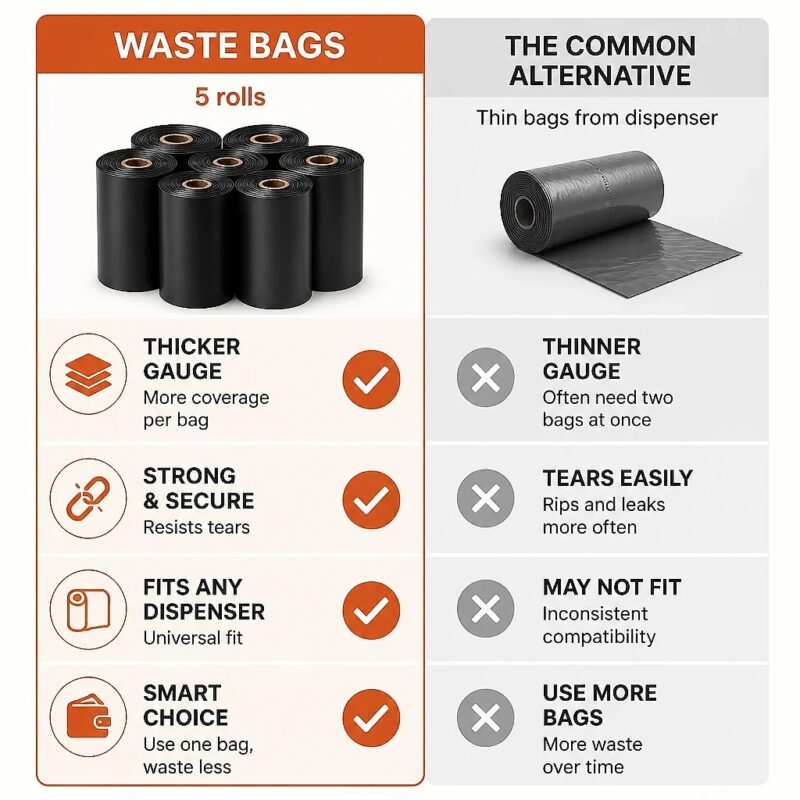 Purga Thickened Waste Bags, Five Rolls, comparison