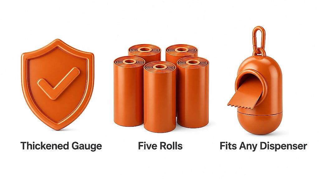 Purga Thickened Waste Bags, Five Rolls, key features at a glance