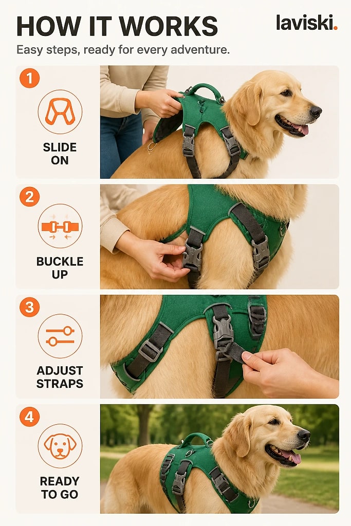 Ranova Padded Harness with Control Handle, how to unpack and set it up
