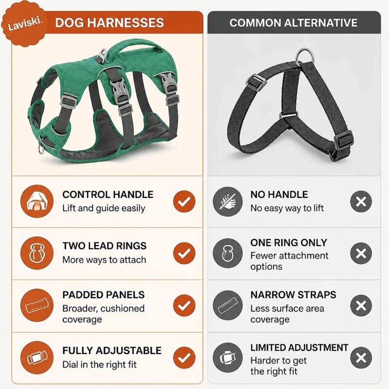 Ranova Padded Harness with Control Handle, comparison