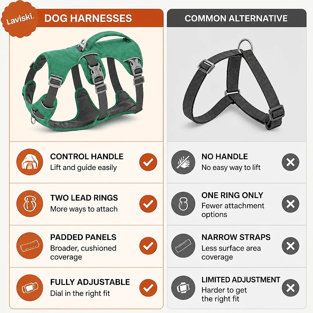 Ranova Padded Harness with Control Handle, compared with the usual alternative