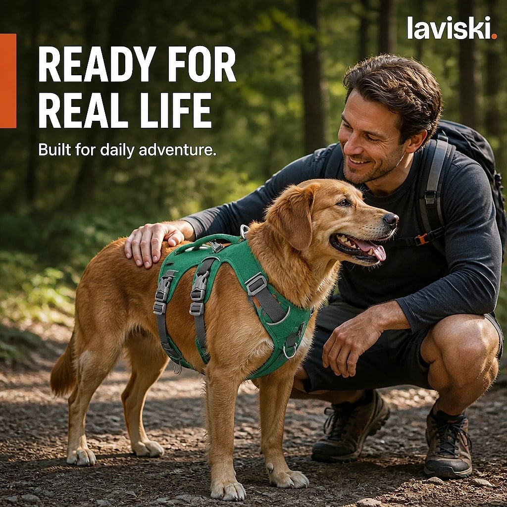 Ranova Padded Harness with Control Handle, durability and protection detail