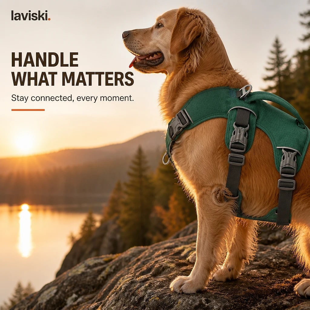 Ranova Padded Harness with Control Handle, shown in a home setting