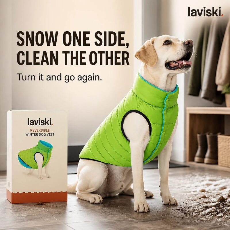Reversa Reversible Winter Dog Vest, closing hero