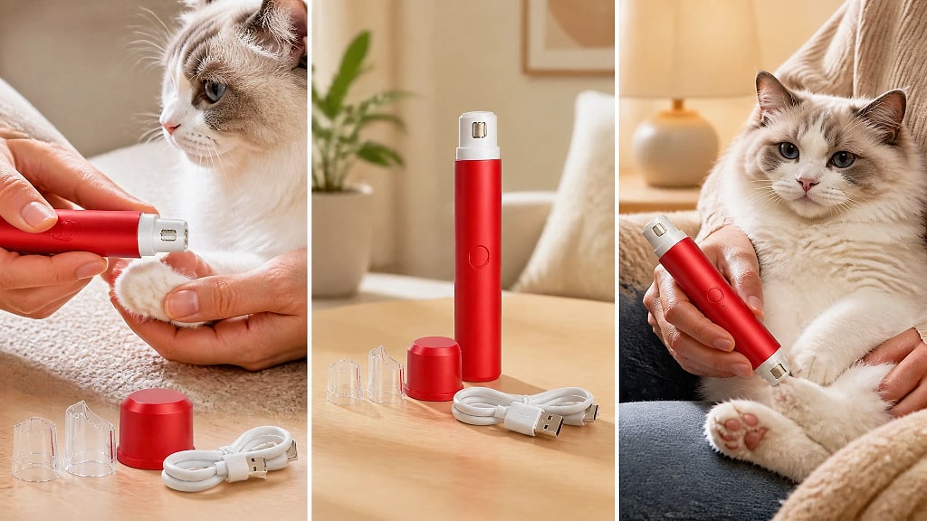 Rojeca Nail Grinder with Spare Head Sets, shown in use at home