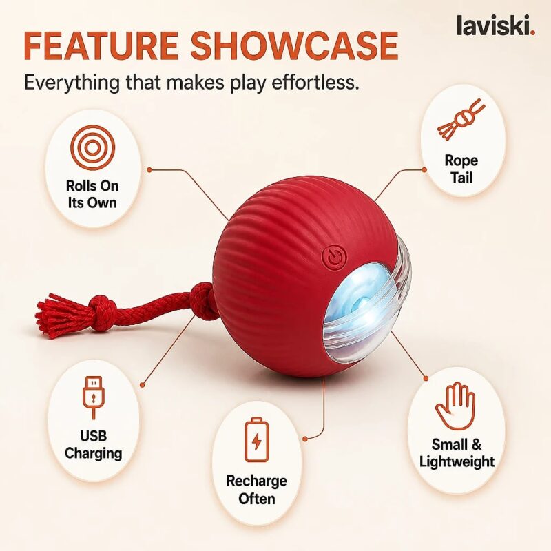 Rovia Self-Rolling Cat Ball, feature showcase