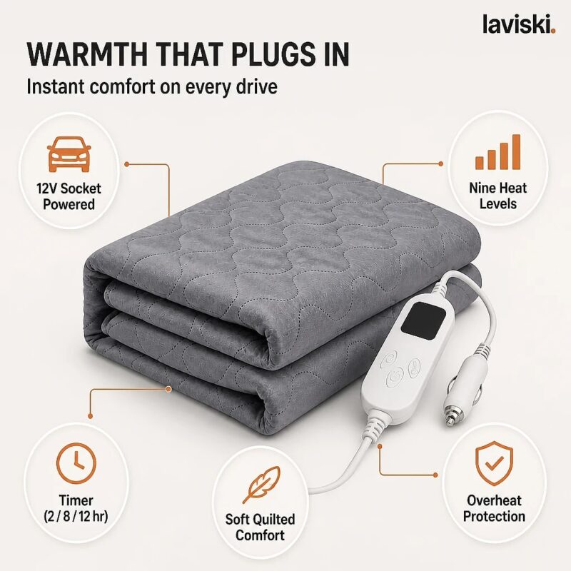 Ruteva 12V Car Heated Blanket, feature showcase