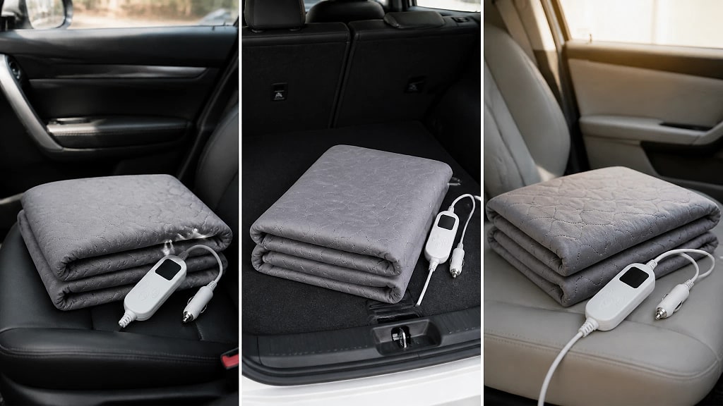 Ruteva 12V Car Heated Blanket, shown in use at home