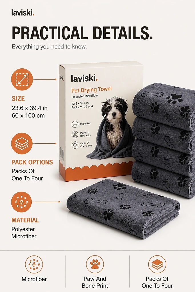 Sicca Microfiber Pet Drying Towel, materials and construction detail