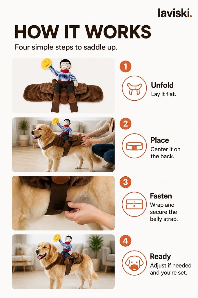 Sierra Cowboy Rider Dog Costume, how to unpack and set it up