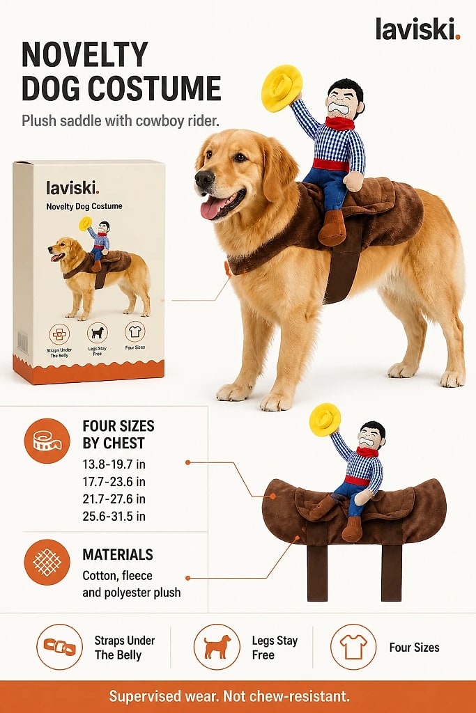Sierra Cowboy Rider Dog Costume, materials and construction detail