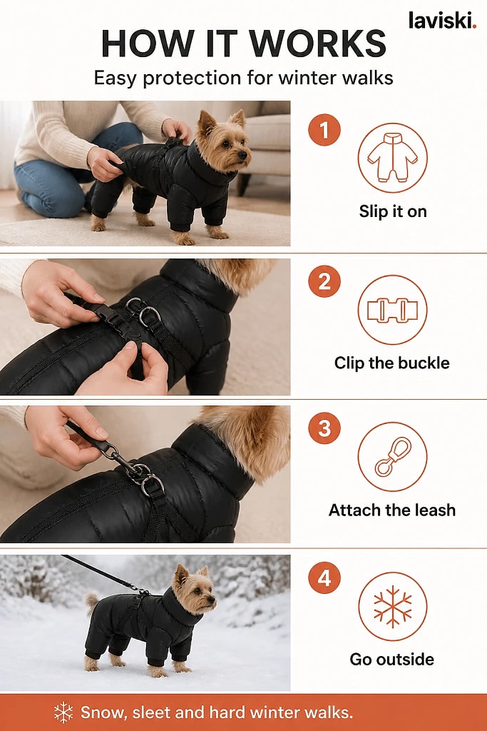 Snowva Full Body Dog Snowsuit, how to unpack and set it up