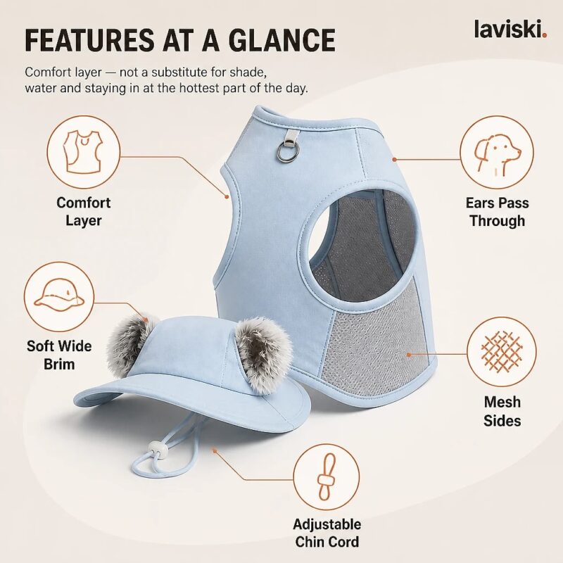 Solara Cool-Touch Vest and Sun Cap Set, feature showcase