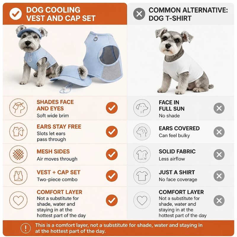 Solara Cool-Touch Vest and Sun Cap Set, comparison