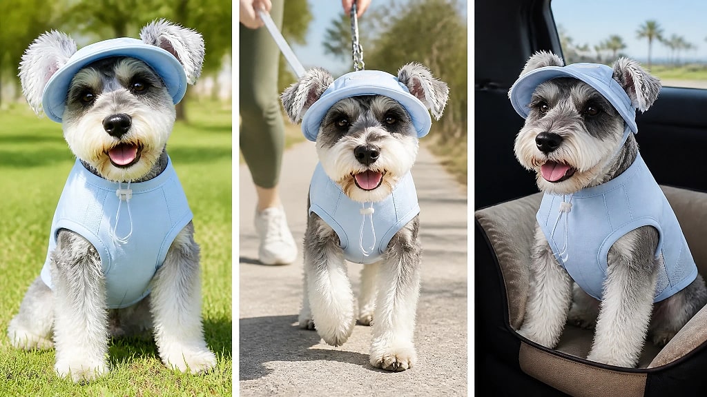 Solara Cool Touch Vest and Sun Cap Set, shown in use at home